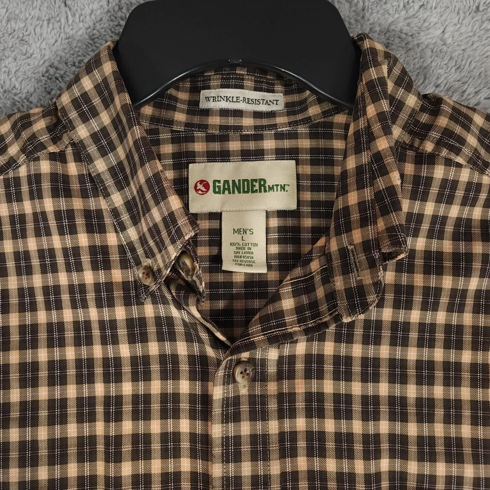 Gander Mountain Shirt Mens Large Plaid Button Chest Pocket Long Sleeve Outdoor